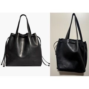 Madewell Medium Transport Tote Black Leather Drawstring Shoulder Bag Good Cond!